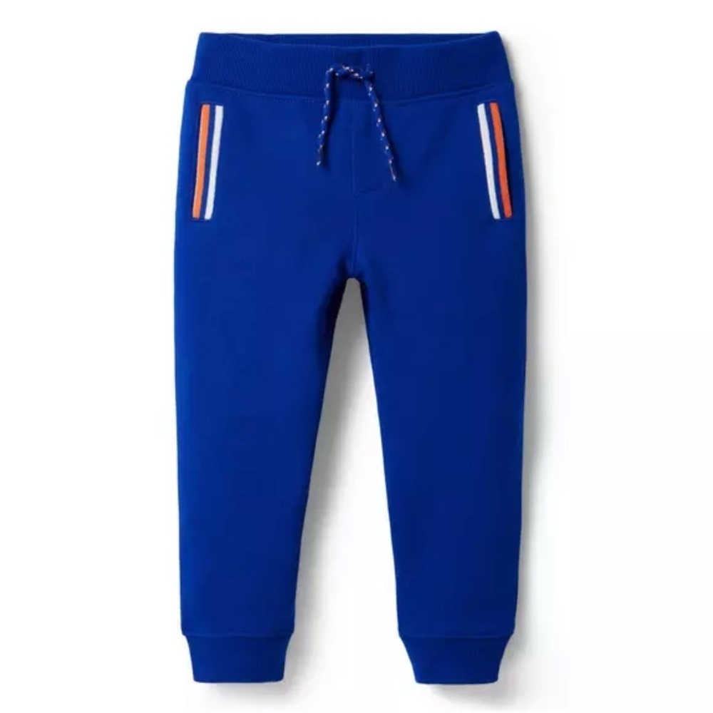 Janie and Jack Boys Blue Sweatpants Stripe Pocket French Terry Jogger Size 4